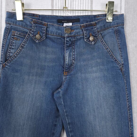 MARC JACOBS Jeans Y2K Wide Leg Flared Denim 29x33 Womens 4 Distressed - Picture 3 of 15